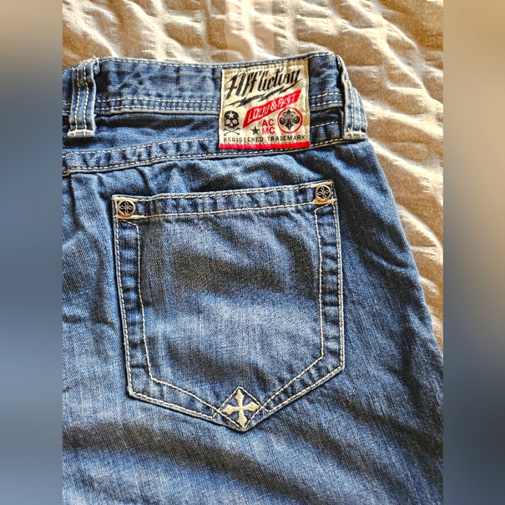 AFFLICTION BLAKE BLACK PREMIUM SZ 36  DENIM JEANS